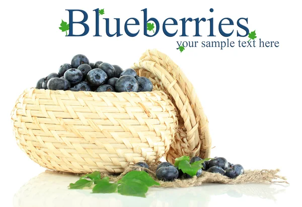 yaban mersini üzerinde beyaz izole çul üzerinde ahşap sepeti