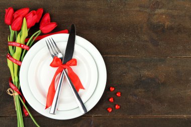 Ahşap arka plan üzerinde romantik tatil Tablo ayarı