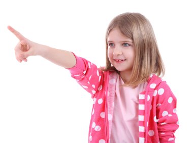 güzel küçük bir kız üzerinde beyaz izole