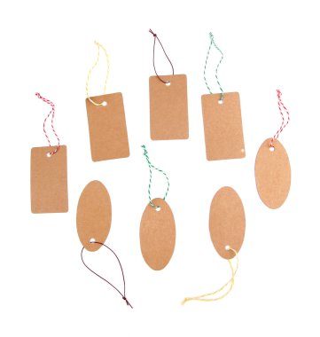 Etiketler üzerinde beyaz izole