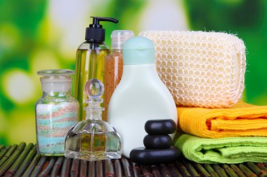 parlak arka plan bambu hasır Spa ayarı