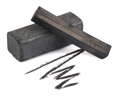 siyah üzerine beyaz izole charcoals çizim