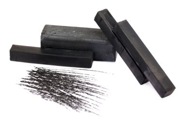 siyah üzerine beyaz izole charcoals çizim