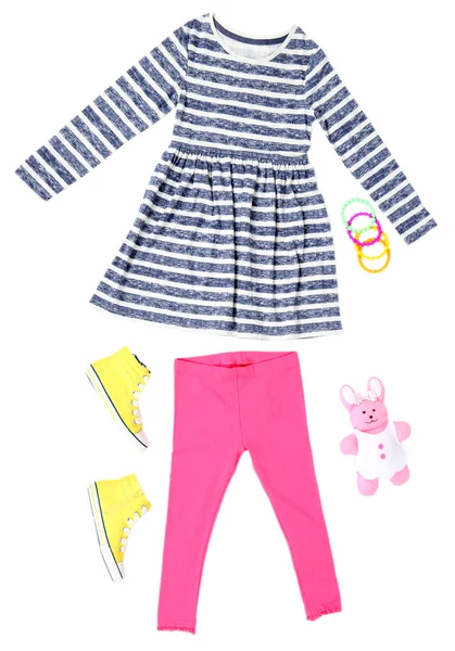 küçük kız, beyaz izole için güzel elbiseler