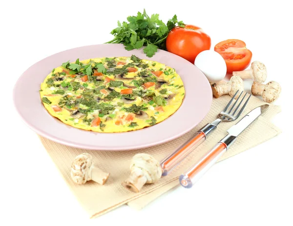 Beyaz izole mantarlı omlet — Stok fotoğraf