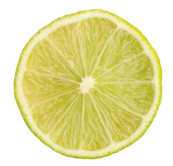 Beyaz izole limon, dilim — Stok fotoğraf