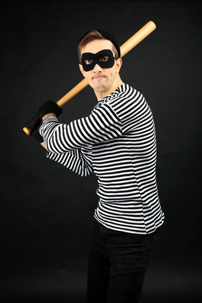 Thief isolated on black — Stock Photo, Image