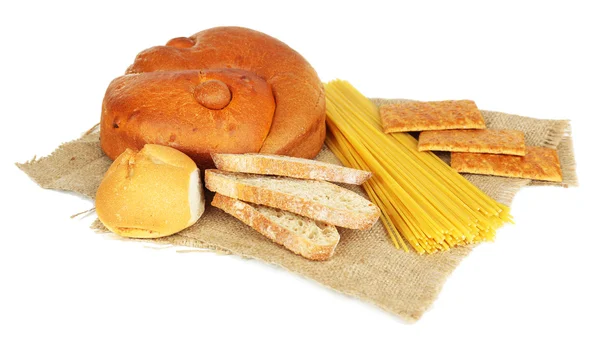 Tasty flour products isolated on white — Stock Photo, Image