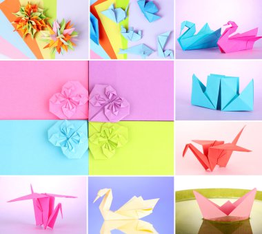 kolaj farklı origami kağıt yakın çekim
