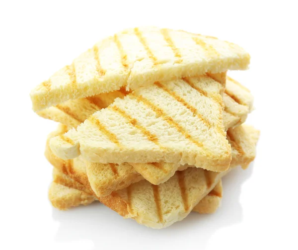 Gegrilde toast brood, geïsoleerd op wit — Stockfoto