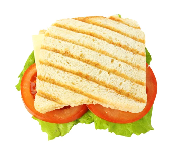 Sandwich savoureux au jambon, isolé sur blanc — Photo