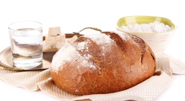 siyah üzerine beyaz izole ekmek ile kompozisyon