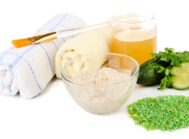 beyaz izole doğal maddeler ile ev yapımı yüz maskeleri