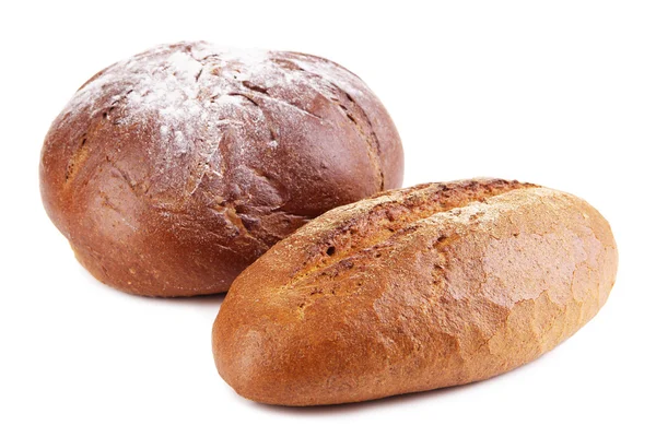 Elszigetelt fehér rozs kenyerek — Stock Fotó