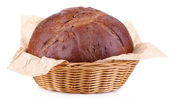 Sepette Beyaz izole çavdar ekmeği — Stok fotoğraf