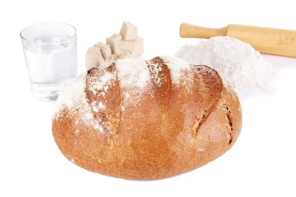 Composition with rye bread isolated on white — Stock Photo, Image