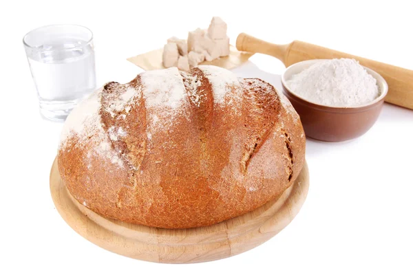 Composition with rye bread isolated on white — Stock Photo, Image