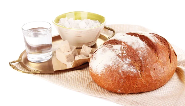 호밀빵 흰색 절연 구성 — 스톡 사진