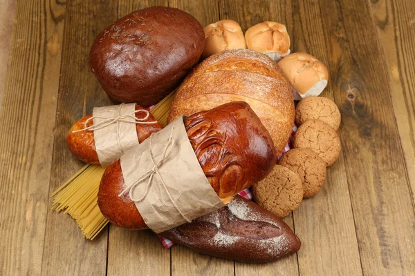 Bakery products on wooden table — Stock Photo, Image
