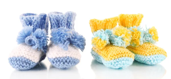 Crocheted booties for baby, isolated on white — Stock Photo, Image