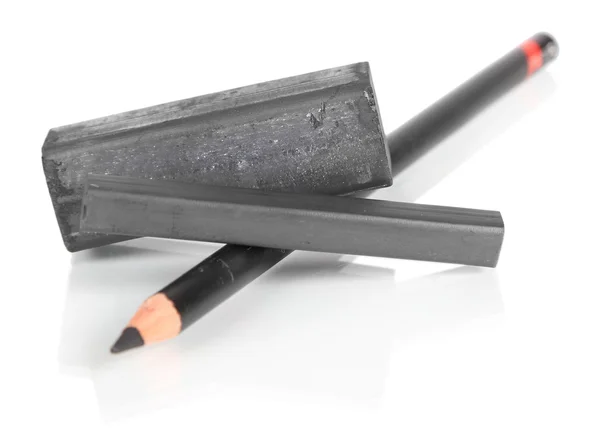 Чорний малюнок вугілля і олівець ізольовані на білому — стокове фото