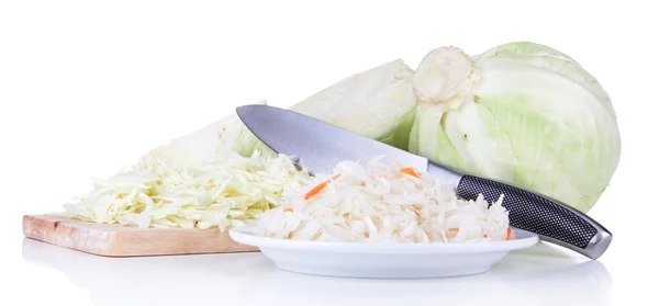 Marinated cabbage (sauerkraut), isolated on white — Stock Photo, Image