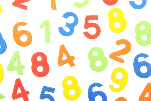 Renkli numaralar, üzerinde beyaz izole — Stok fotoğraf
