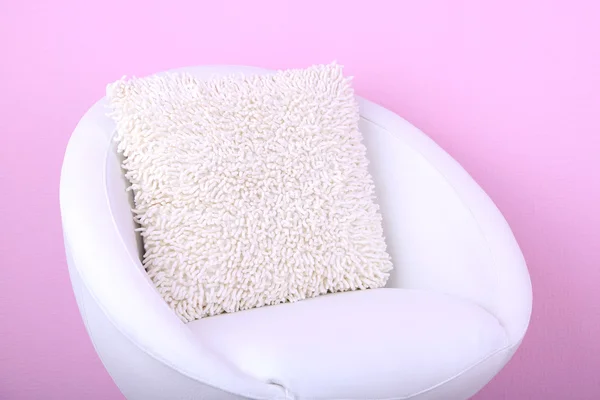 Modern chair in room on pink background — Stock Photo, Image