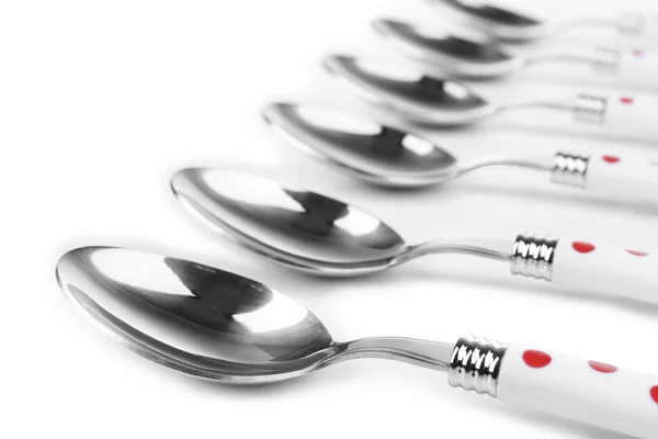 Silver spoons isolated on white — Stock Photo, Image