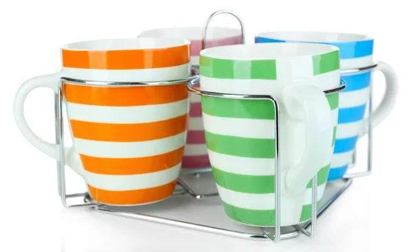 Color empty mugs isolated on white — Stock Photo, Image