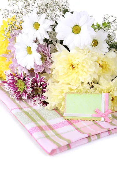 Beautiful chrysanthemum flowers on table close-up — Stock Photo, Image