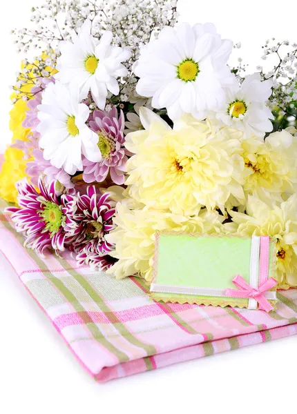 Beautiful chrysanthemum flowers on table close-up — Stock Photo, Image