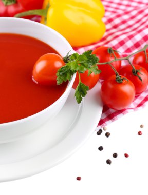domates çorba ve sebze, üzerinde beyaz izole