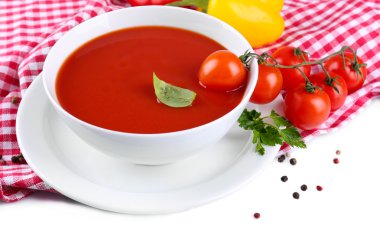domates çorba ve sebze, üzerinde beyaz izole