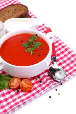 domates çorba ve sebze, üzerinde beyaz izole