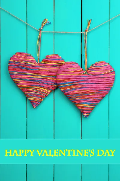 Decorative heart on wooden background — Stock Photo, Image