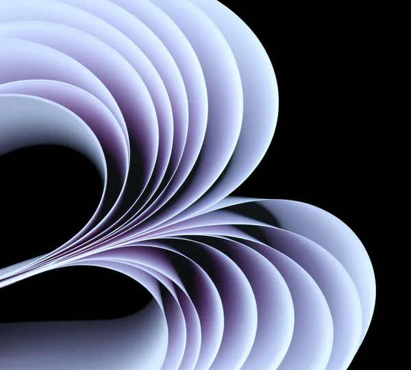 Abstract image of sheets white paper wave shape on black background close-up — Stock Photo, Image