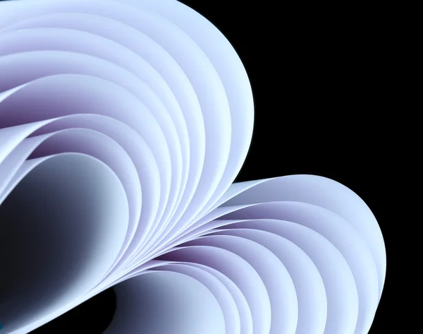 Abstract image of sheets white paper wave shape on black background close-up — Stock Photo, Image