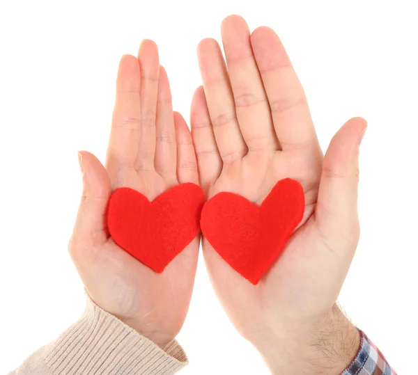 Hands with hearts, isolated on white — Stock Photo, Image
