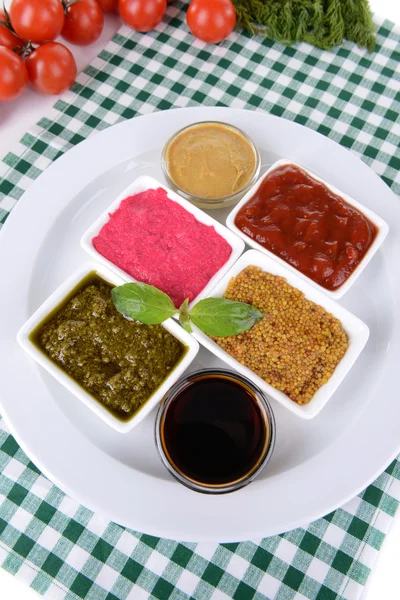 Various sauces on table close-up — Stock Photo, Image