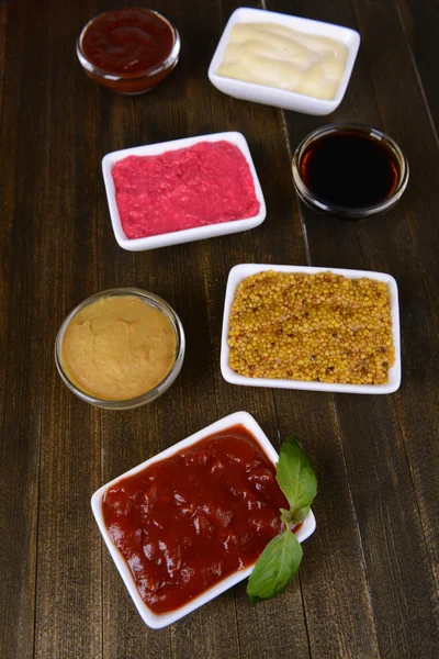 Various sauces on table close-up — Stock Photo, Image