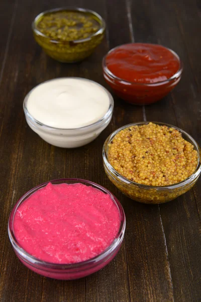 Various sauces on table close-up — Stock Photo, Image