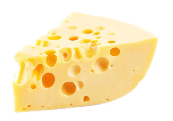 Pedazo de queso, aislado en blanco —  Fotos de Stock