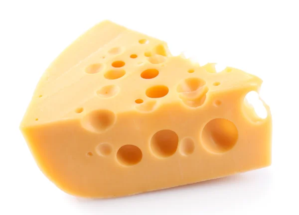 Bir parça peynir, beyaza izole edilmiş. — Stok fotoğraf