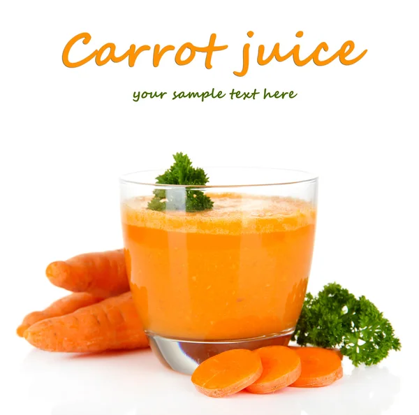 Fresh carrot juice isolated on white — Stock Photo, Image