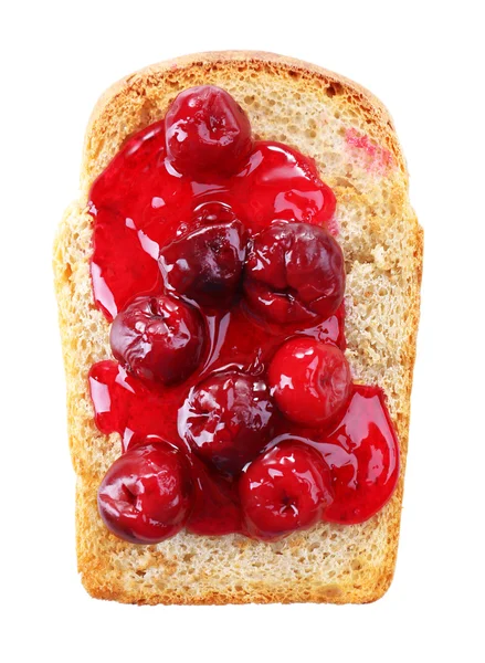 Delicious toast with jam isolated on white — Stock Photo, Image