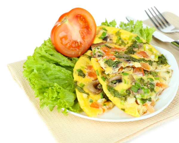 Omelet with mushrooms isolated on white — Stock Photo, Image