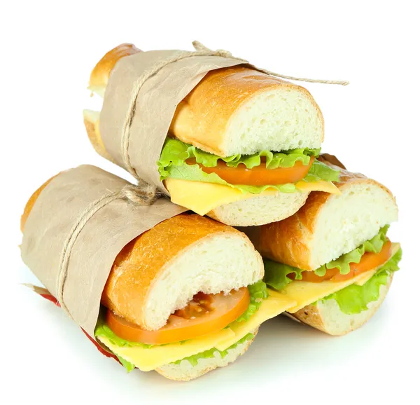 Fresh and tasty sandwich isolated on white — Stock Photo, Image