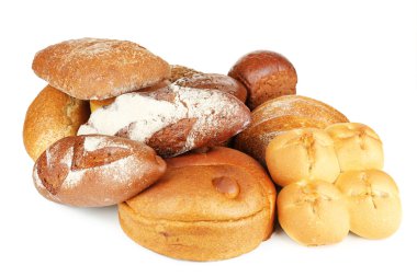 farklı türleri üzerinde beyaz izole ekmek