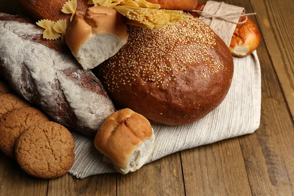 Bakery products on wooden table — Stock Photo, Image